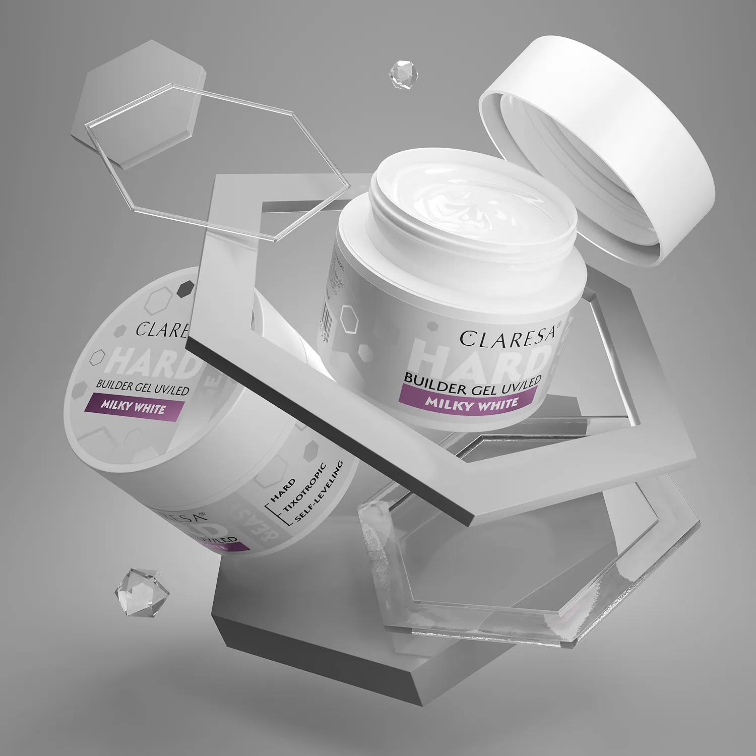 CLARESA - HARD & EASY BUILDER GEL - MILKY WHITE- 45gr - immagine 2
